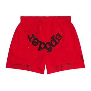 SP5DER OG WEB DOUBLE LAYER SHORTS RED (MEDIUM) (BRAND NEW)